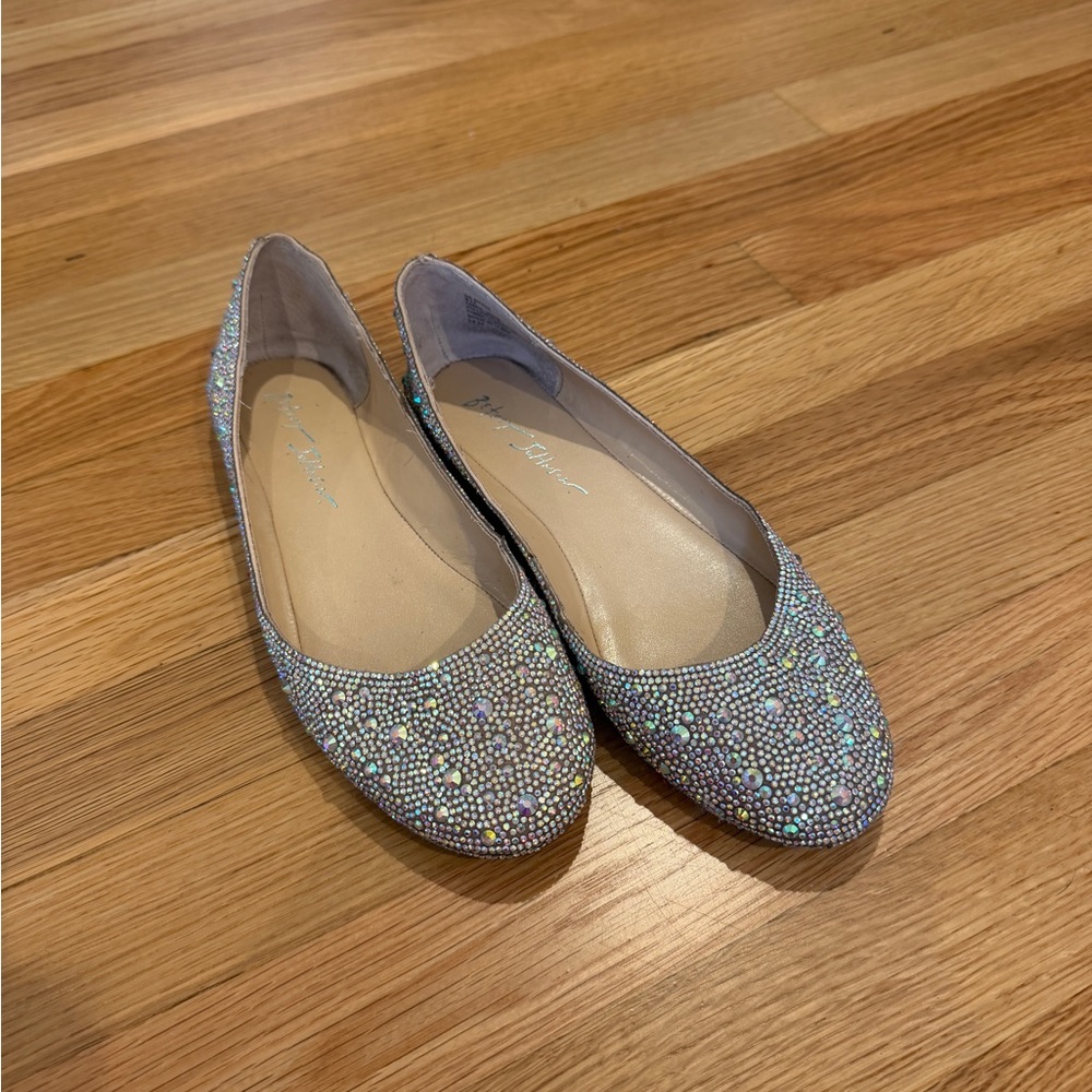Betsey Johnson Silver Sparkle Flats - Sz 8